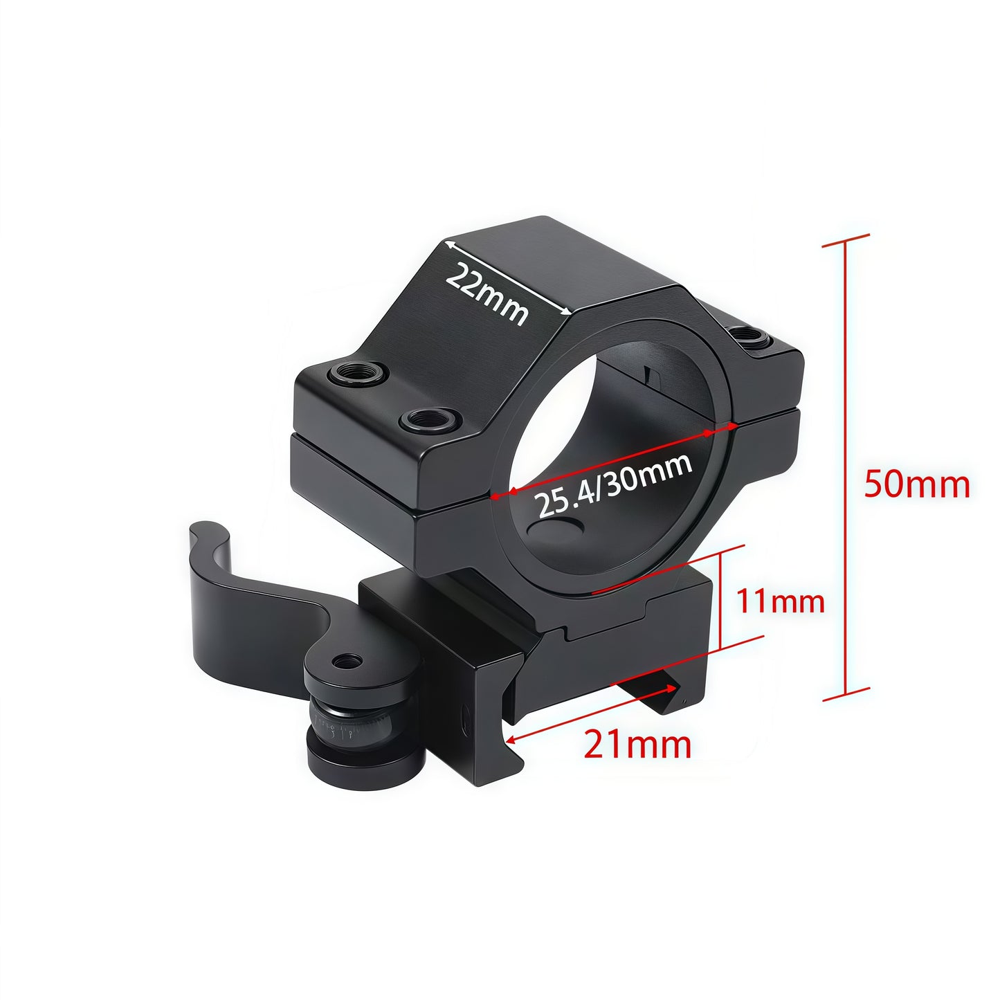 Quick-release sight fixing fixture, pipe diameter 25.4mm/30mm, used for 20mm guide rails