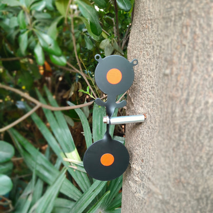 The practice target hanging on the tree